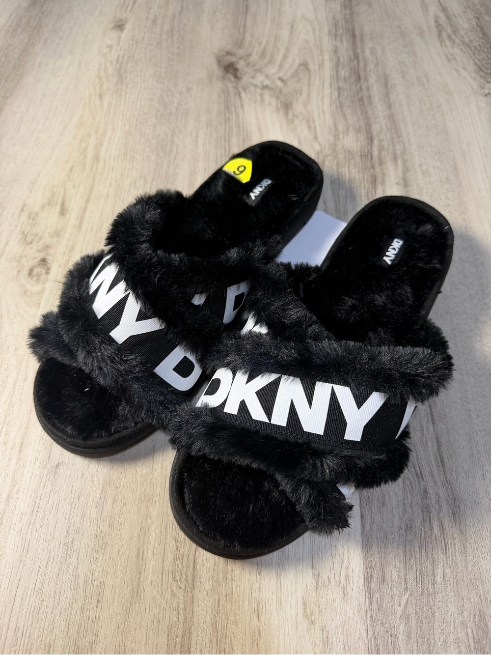 Dkny Black Faux-Fur Logo Slide Sandals for Kids